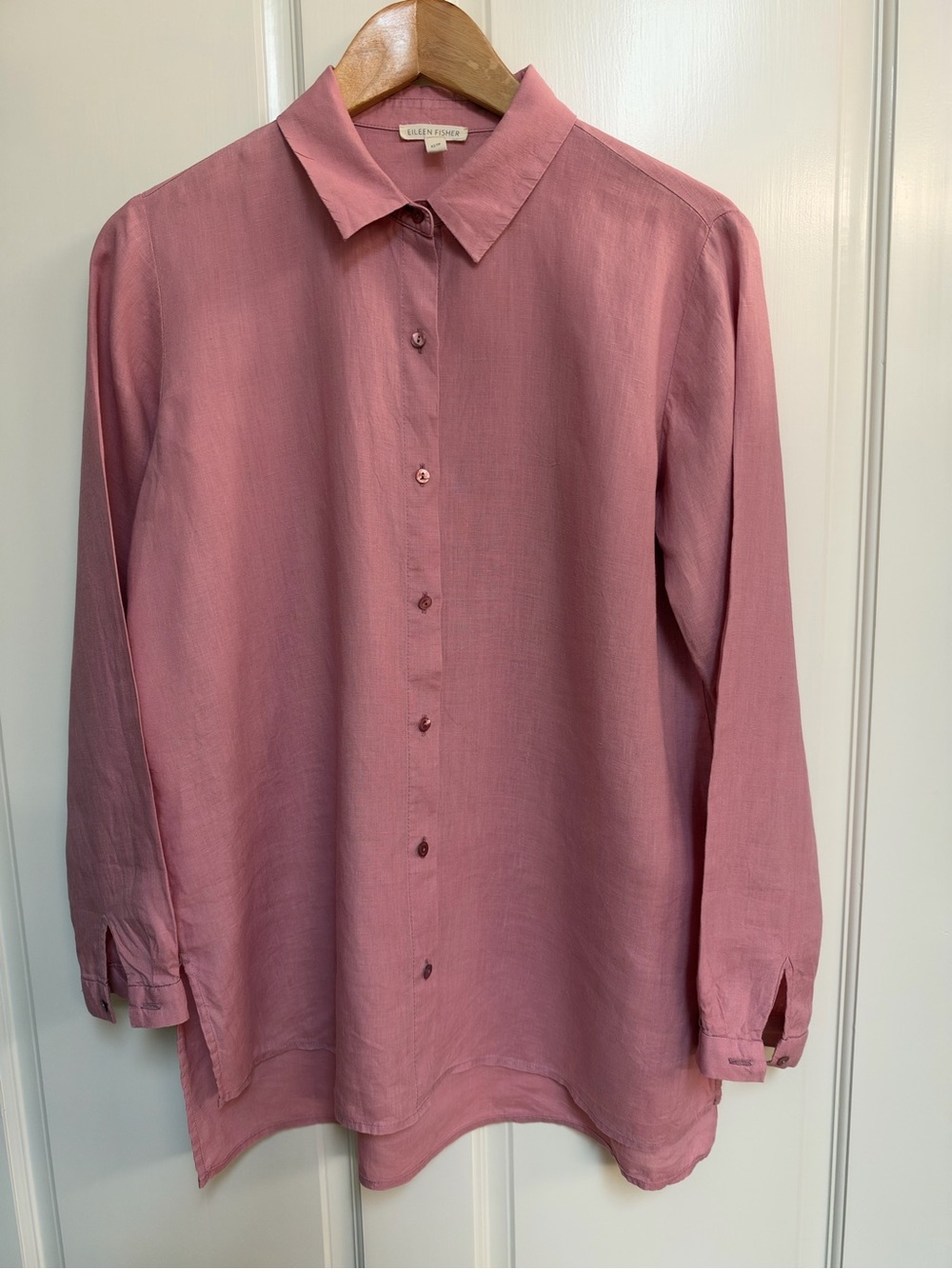 Eileen Fisher Classic Button Down Linen Shirt Oversized XS ( fits like a Small)